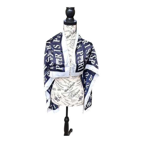 Paris Landmark Typography Silk Scarf Premium Designer Accessory J Mico Sancho - Picture 2 of 7